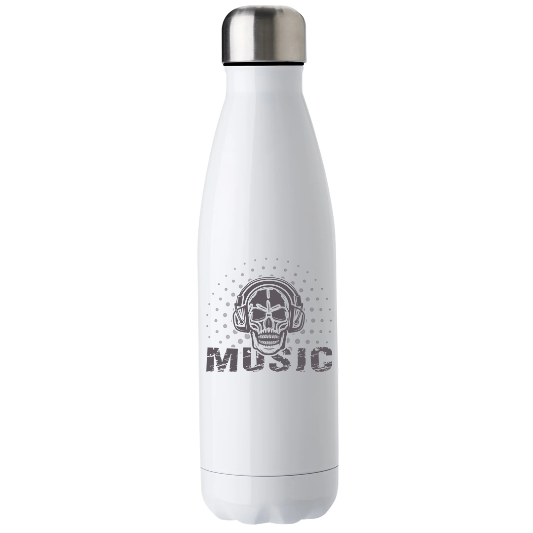 Skull In Headphones Insulated 500ml Metal Water Bottle