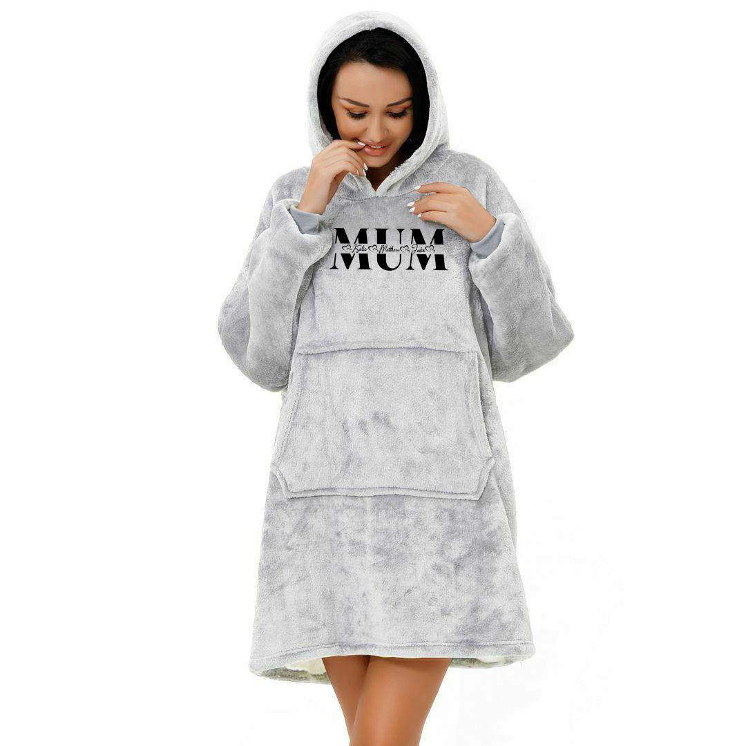 'Mum' Sherpa Fleece Lined Oversized Hoodie Blanket
