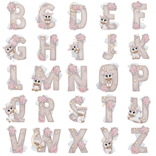 Cute Unicorn Alphabet Metal Water Bottles