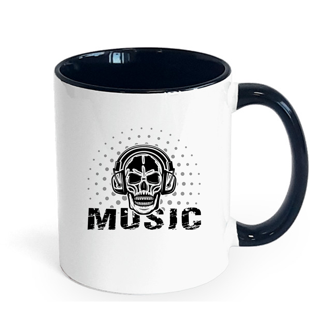 Skull in Headphones 11oz contrast mug