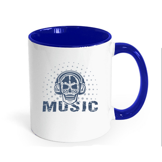 Skull in Headphones 11oz contrast mug
