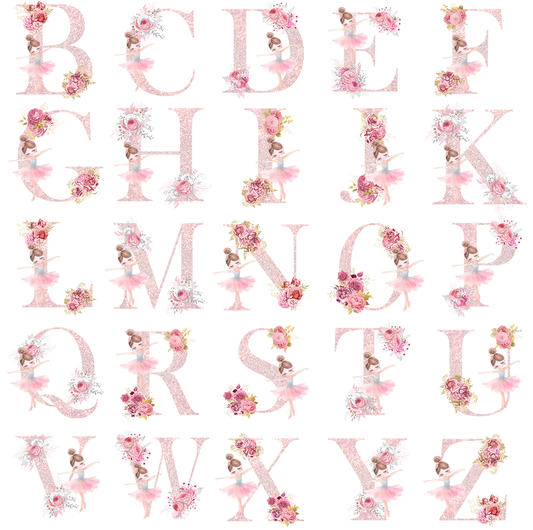 Ballerina Initials Personalised Drawstring Bag