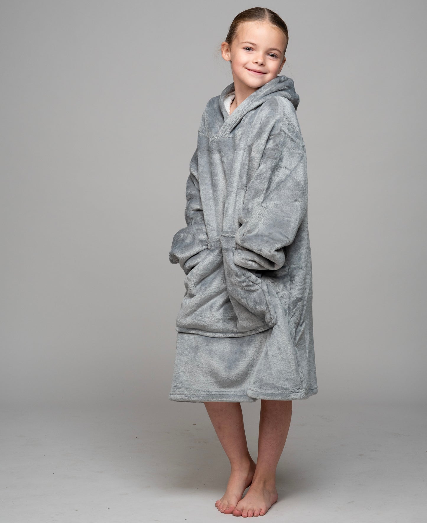 Children's Logo Printed Sherpa Fleece Lined Oversized Hoodie Blanket