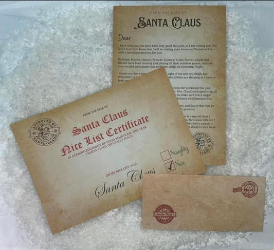 Personalised Letter From Santa with ‘Nice List’ Certificate