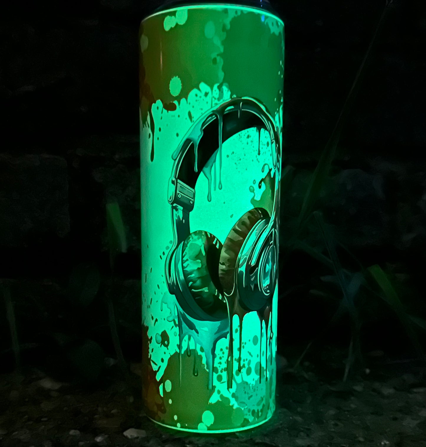 Watercolour Headphones Design 20oz Insulated Glow in the Dark Tumbler