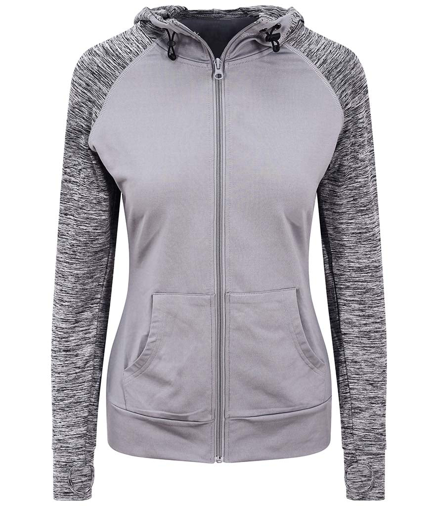 Ladies Cool Contrast Full Zip Hoody