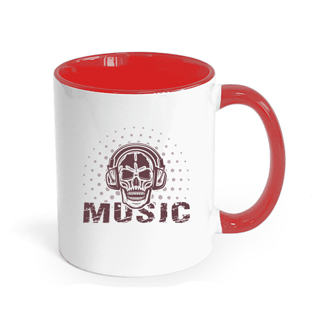 Skull in Headphones 11oz contrast mug