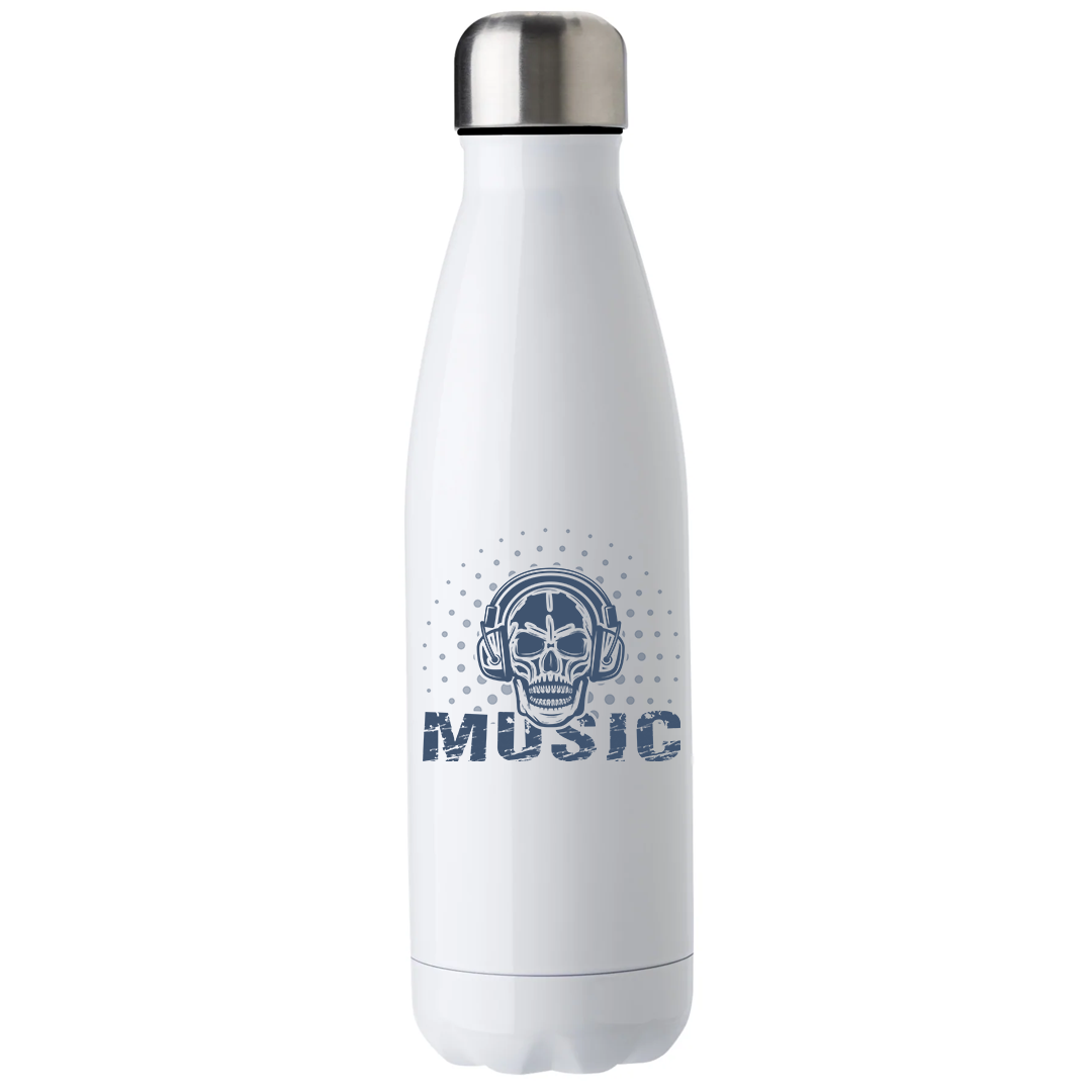 Skull In Headphones Insulated 500ml Metal Water Bottle