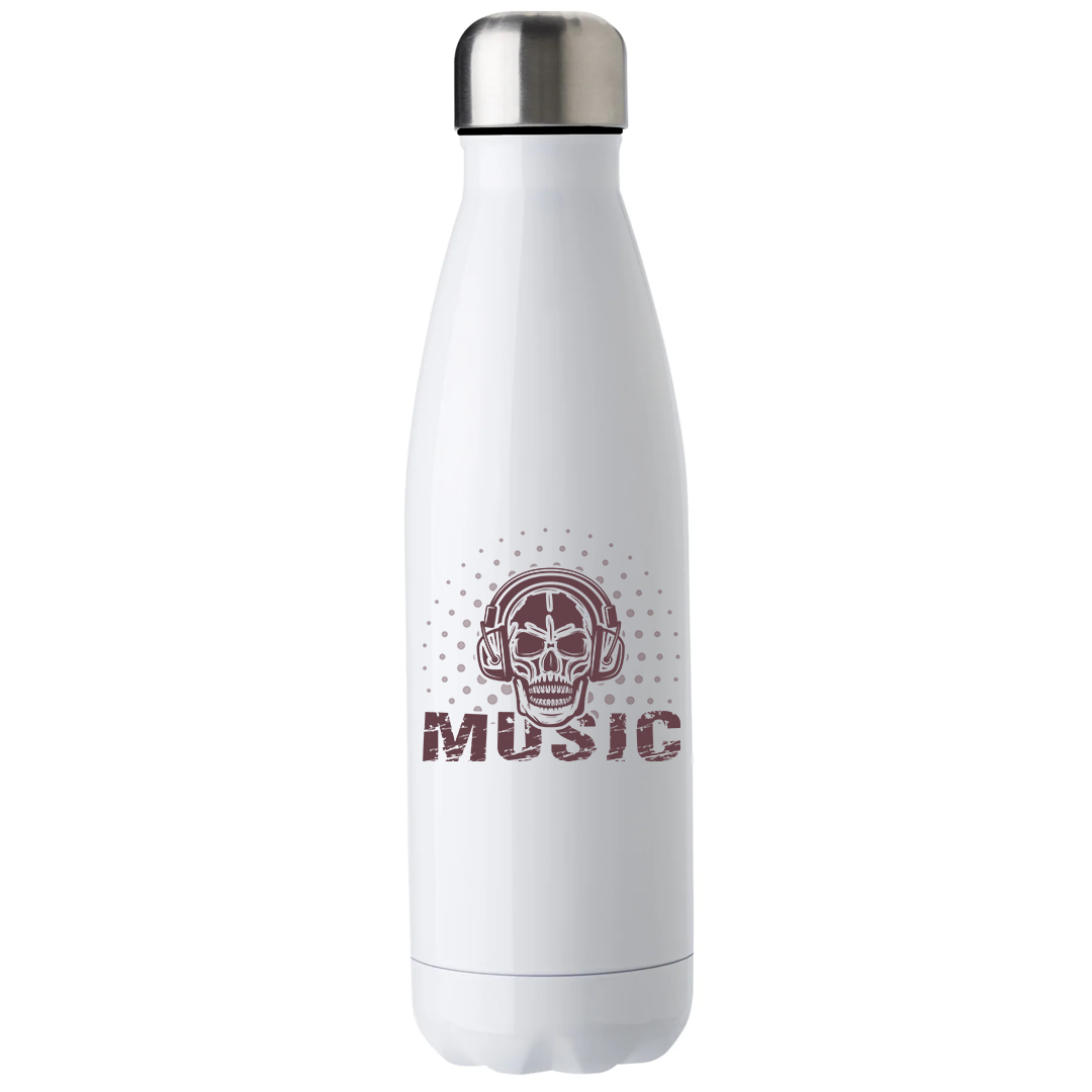 Skull In Headphones Insulated 500ml Metal Water Bottle