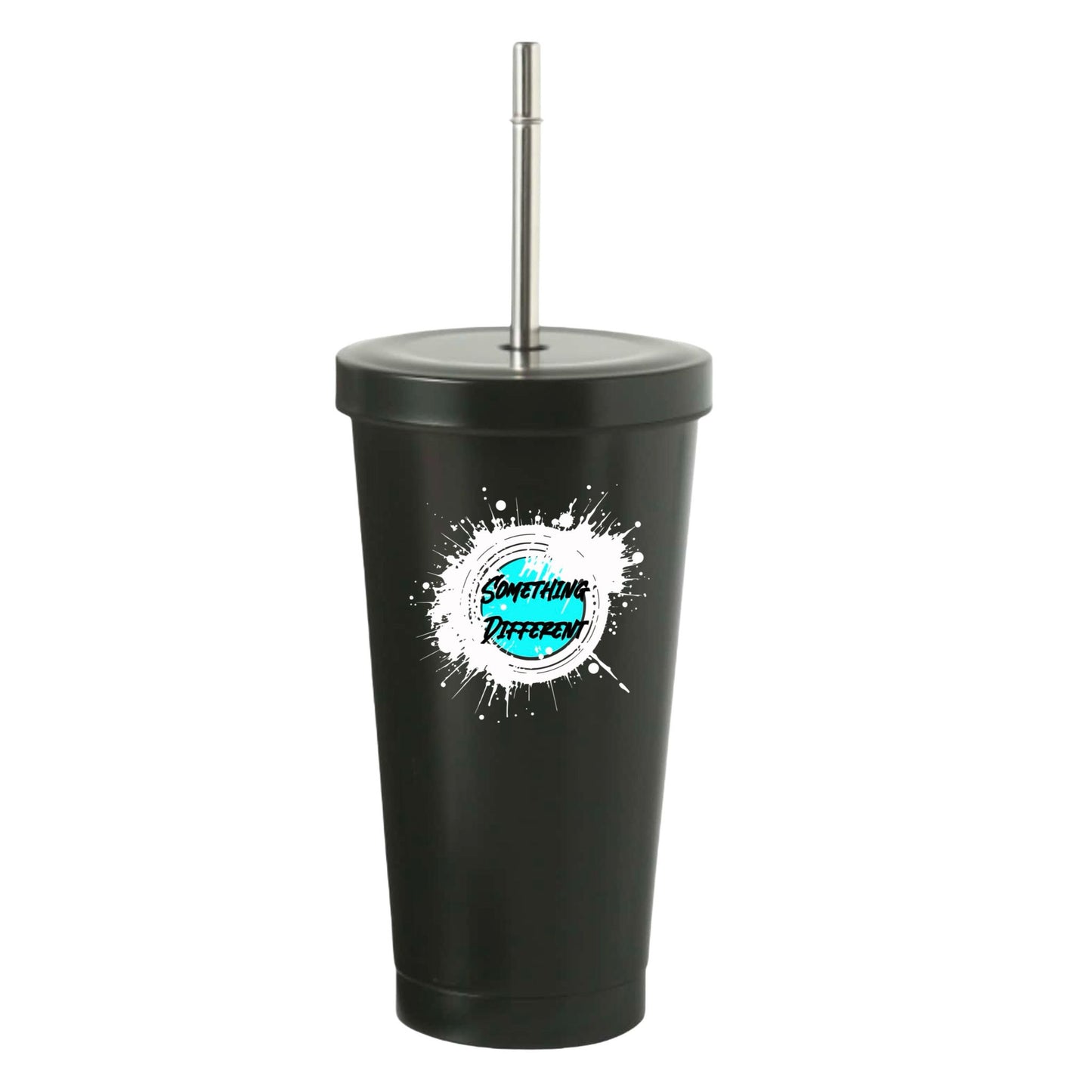 Double Wall Insulated Cold Cup With Lid and Straw 550ml