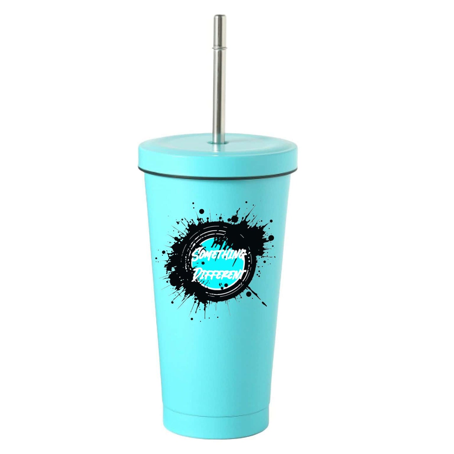Double Wall Insulated Cold Cup With Lid and Straw 550ml