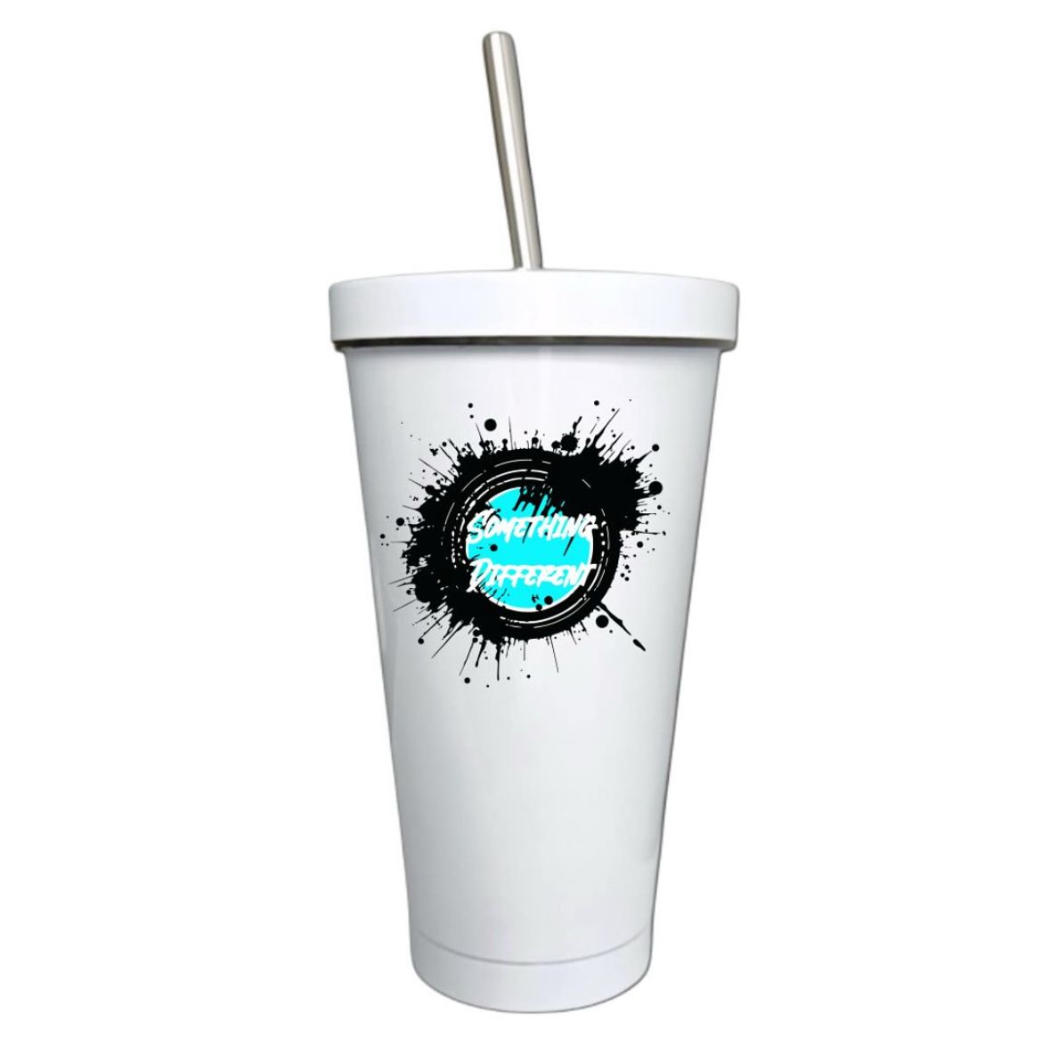Double Wall Insulated Cold Cup With Lid and Straw 550ml