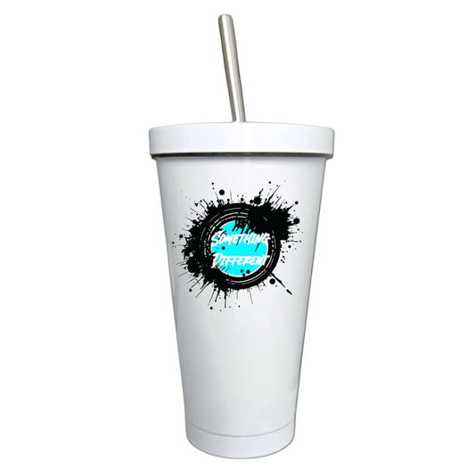 Double Wall Insulated Cold Cup With Lid and Straw 550ml