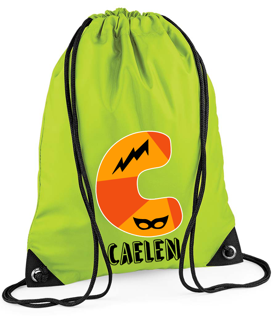 Superhero Initials Personalised Drawstring Bag