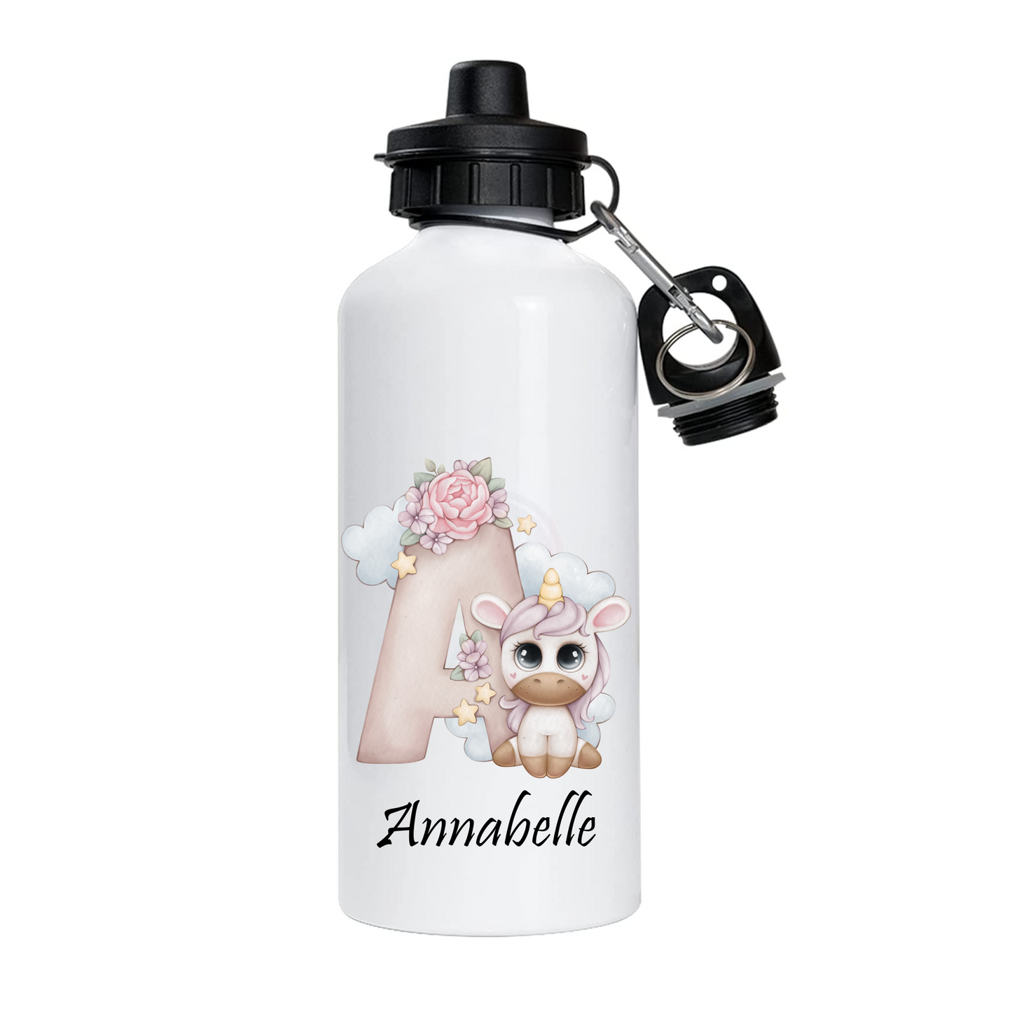 Cute Unicorn Alphabet Metal Water Bottles