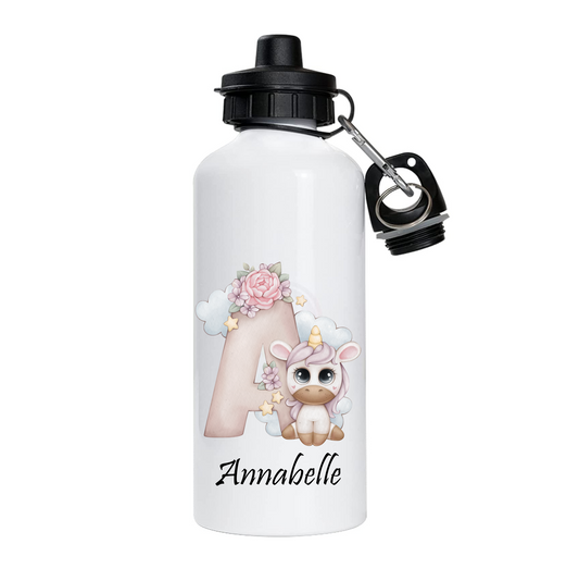 Cute Unicorn Alphabet Metal Water Bottles