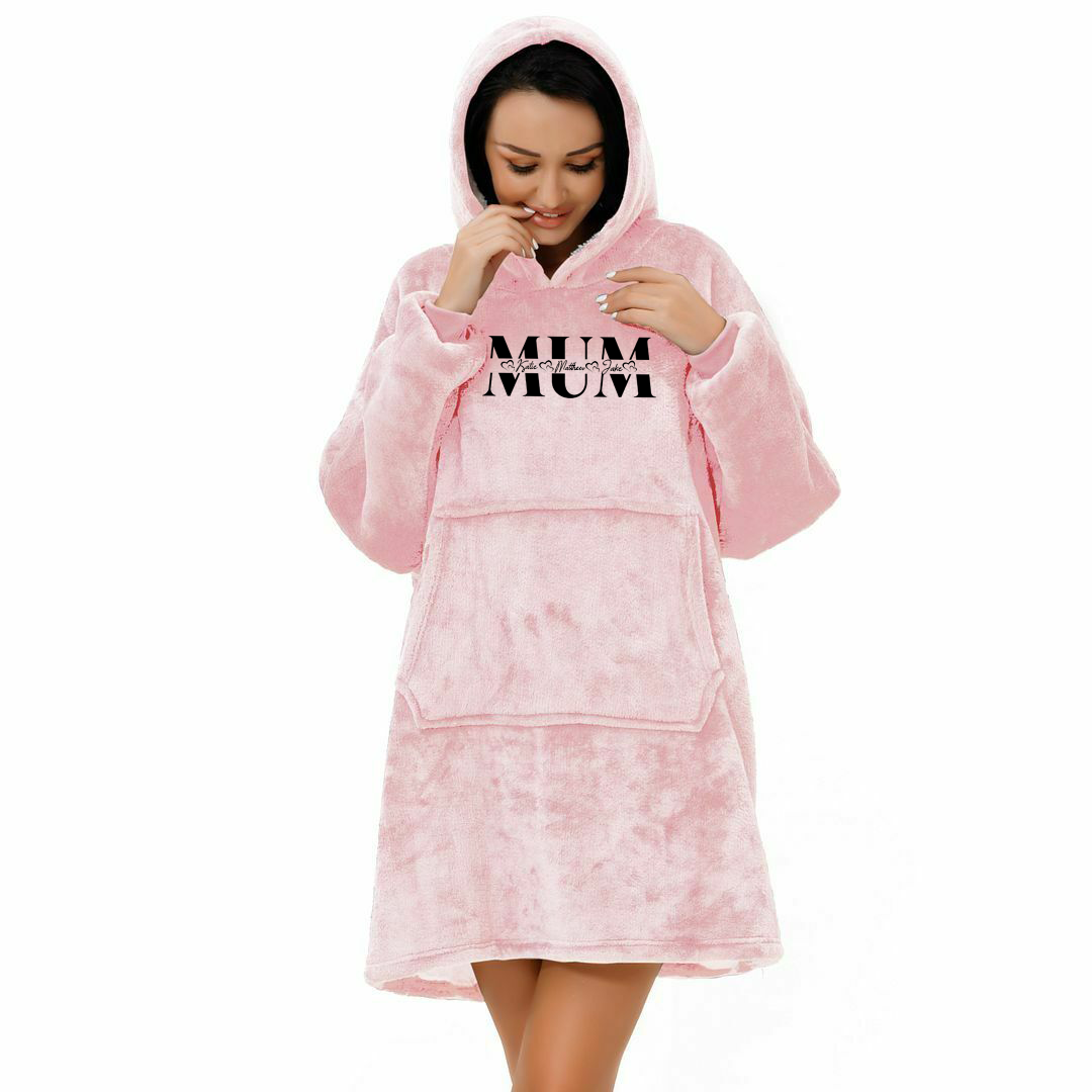 'Mum' Sherpa Fleece Lined Oversized Hoodie Blanket
